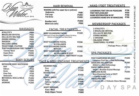 blue water spa services.